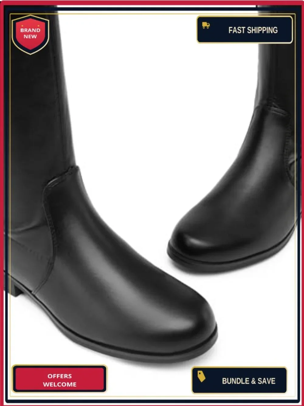 Women's Over the Knee Boots Faux Leather Block Heel Side Zipper
